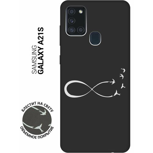 Матовый Soft Touch силиконовый чехол на Samsung Galaxy A21s, Самсунг А21с с 3D принтом Infinity W черный матовый soft touch силиконовый чехол на samsung galaxy a21s самсунг а21с с 3d принтом chaos w черный