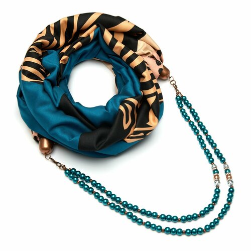 фото Платок foxtrot,90х90 см, коричневый, бирюзовый