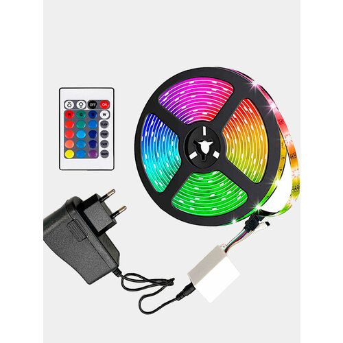 Светодиодная лента 5 метров разноцветная 12 режимов пульт 1399₽