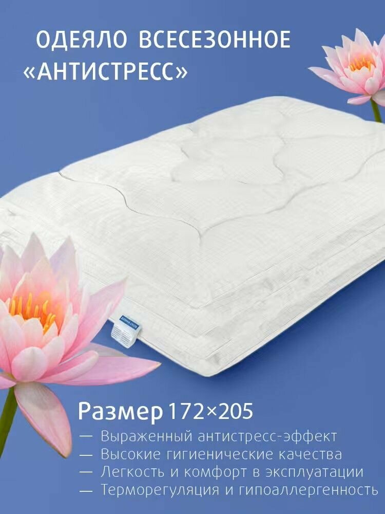 Одеяло Ecotex стеганое Антистресс 2 спальное всесезонное наполнитель искусственный лебяжий пух/микроволокно DownFill чехол микрофибра 172x205