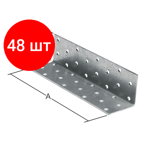 Комплект 48 штук, Уголок крепежный равносторонний 80х40х40 мм KUR белый цинк STARFIX (SMP-26236-1)