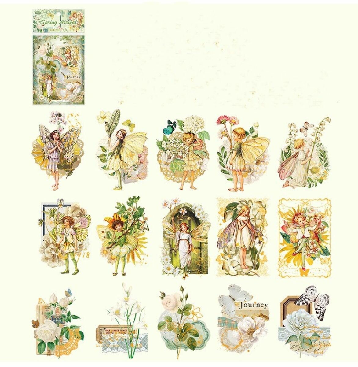 Набор наклеек зеленые Феи и цветы/ винтаж для творчества и скрапбукинга. Voropaeva11