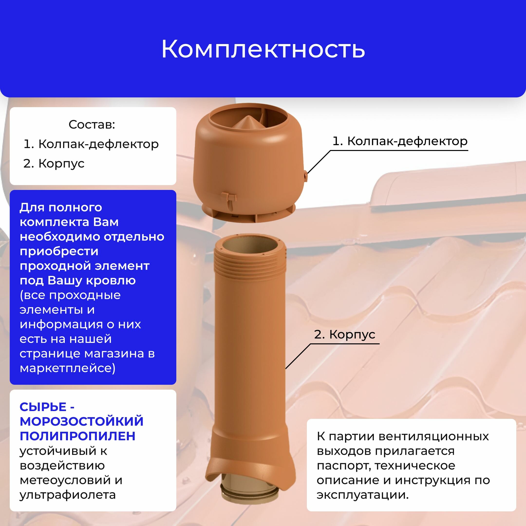 Вентиляционный выход без утеплителя TP-84.110/700 терракот - фотография № 6