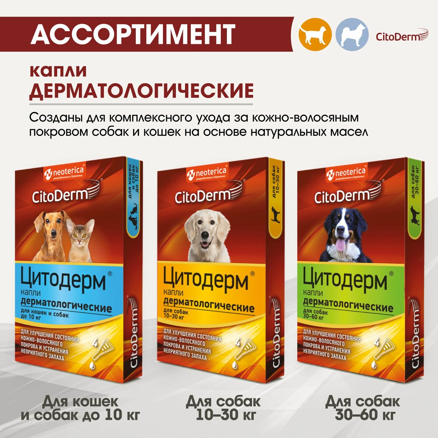 Капли дерматологические CitoDerm для собак 10-30 кг, 4 пипетки по 3мл - фото №12