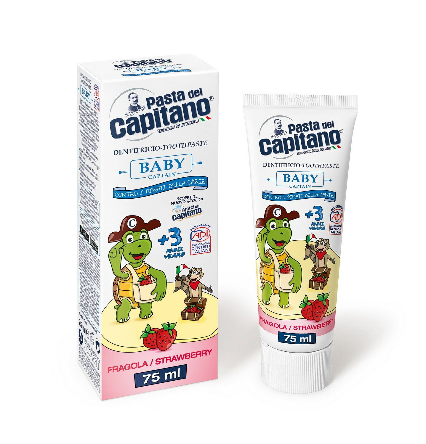 Зубная паста Pasta del Capitano Baby Strawberry +3 Клубничная 75 мл детская 8002140035005