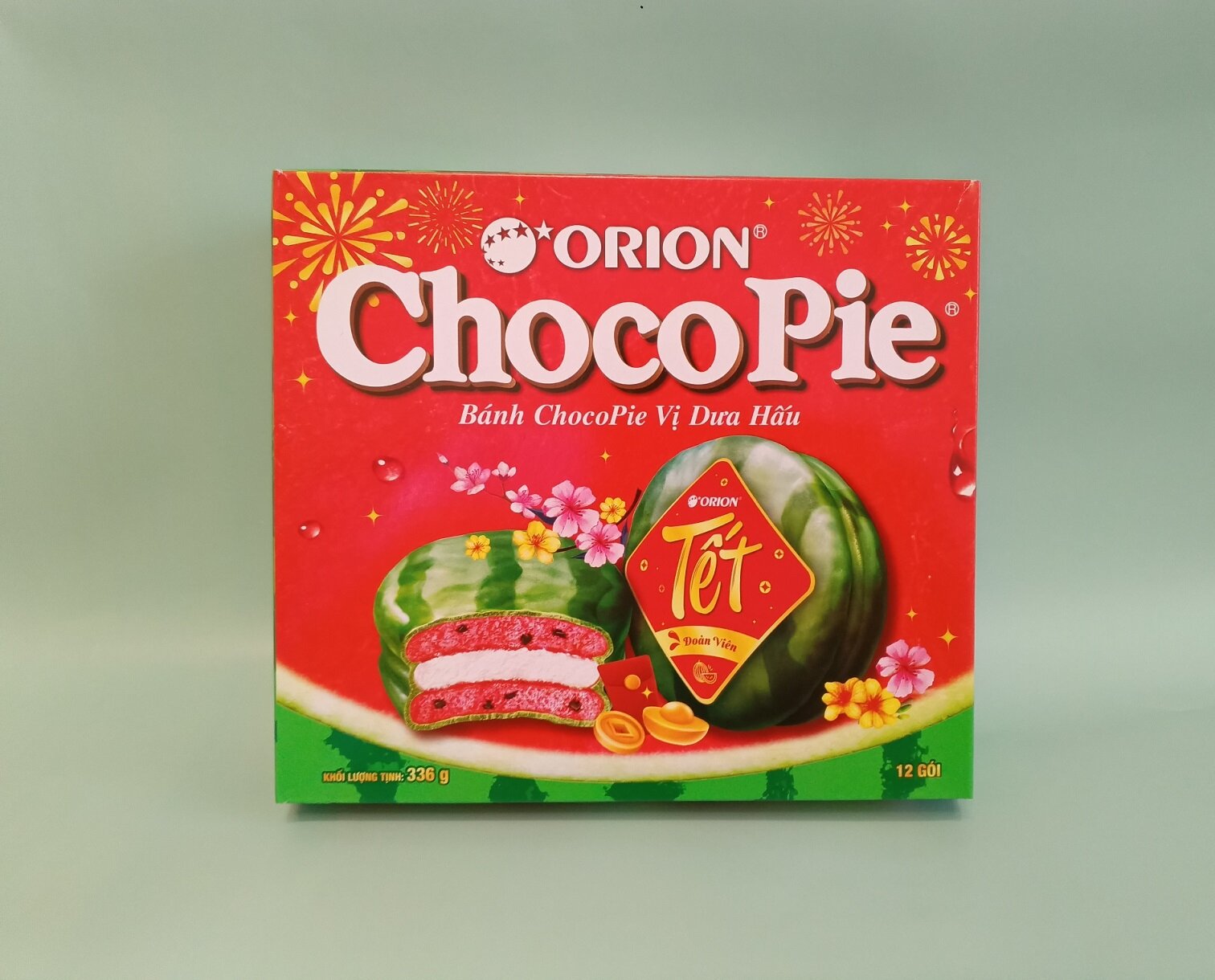 Orion Choco Pie Watermelon, (Орион Чоко Пай Арбуз), 336 гр. (Вьетнам)