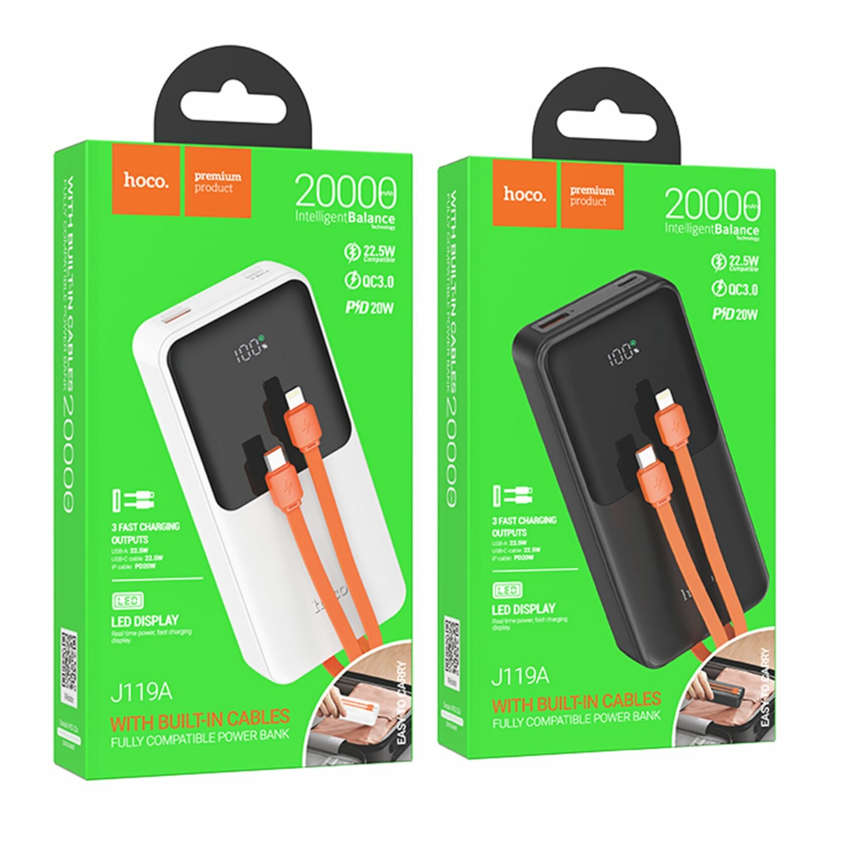 Аккумулятор внешний резервный HOCO J119A Sharp charger (20000mAh) (черный)