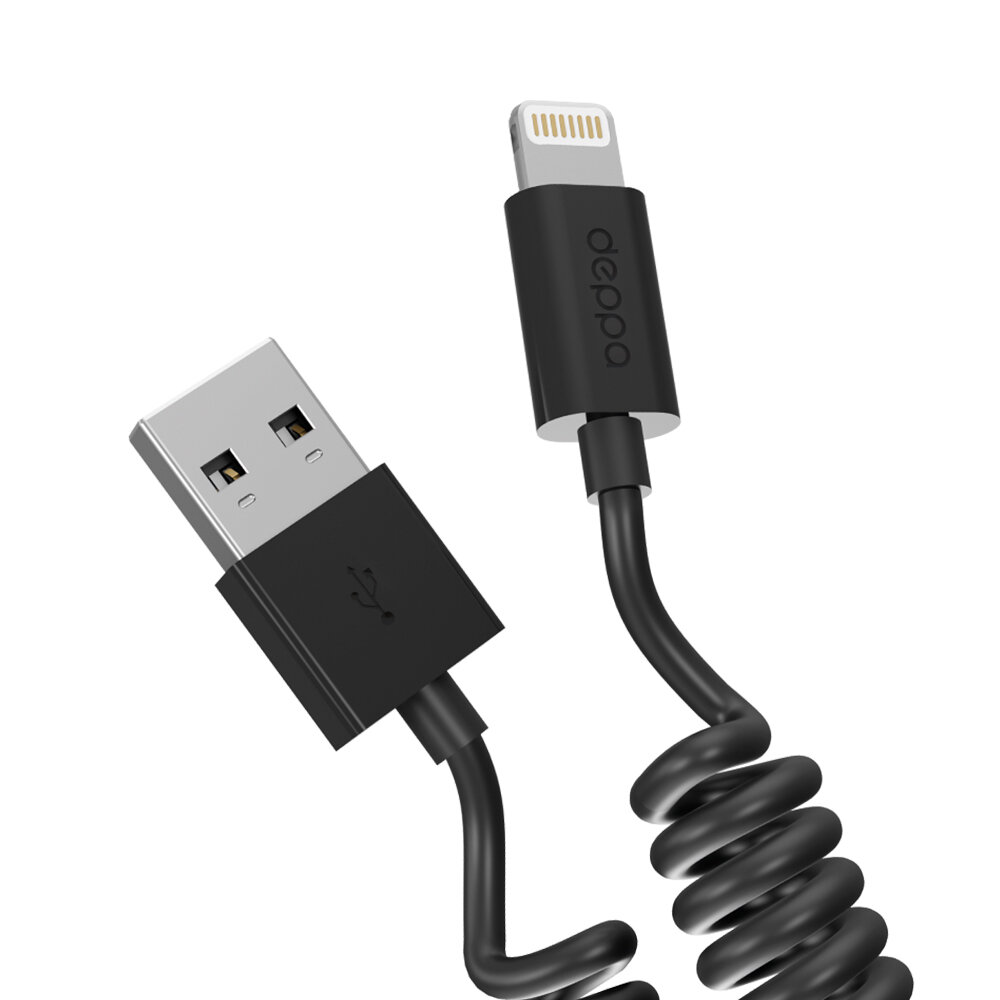 Дата-кабель USB - Lightning, витой, 1.5м, черный, Deppa 72121