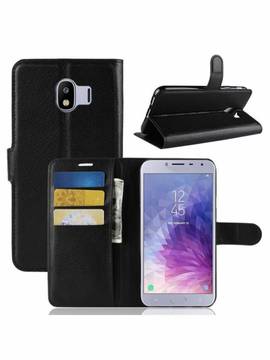 Brodef Wallet Чехол книжка кошелек для Samsung Galaxy J4 2018 черный