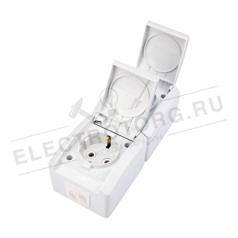 KR-78-0802 KRANZ Блок вертикальный 2 розетки INDUSTRIAL IP54 с заземлением, о/у, белый - фото №18