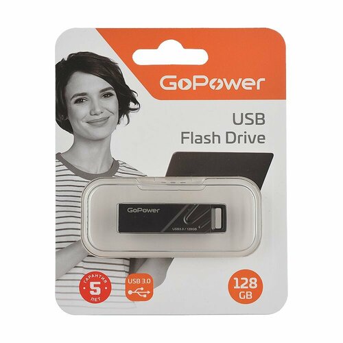 Флеш-накопитель GoPower TITAN 128GB USB3.0 металл черный графит