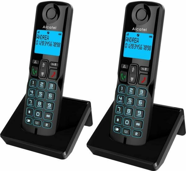 Р/Телефон Dect Alcatel S250 Duo ru black черный (труб. в компл:2шт) АОН