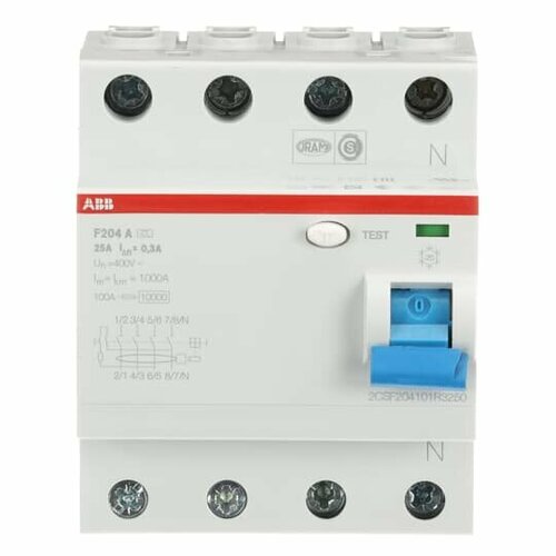 ABB F204 A-25/0,3 УЗО 4-x полюсное 25А 300mA тип А 10кА 2CSF204101R3250 abb f202 a 25 0 3 узо 2 x полюсное 25а 300мa тип а 6ка 2csf202101r3250