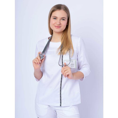 Медицинская одежда Блуза медицинская женская доктор стиль Лодочка белая