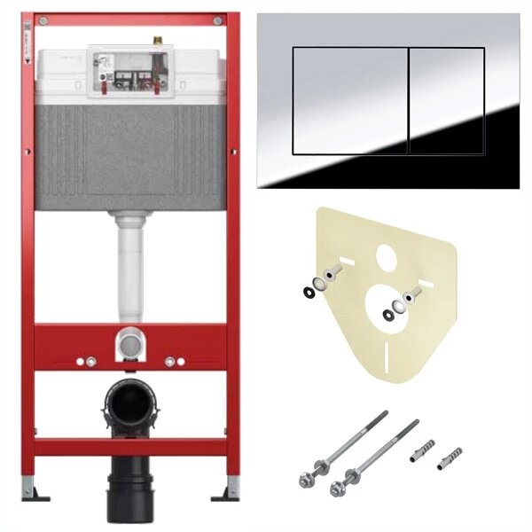 Монтажный элемент для подвесного унитаза TECEbase 2.0 + смывная клавиша Tece TECEnow глянцевый хром 9400412