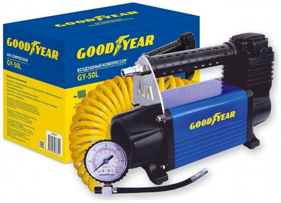 Автомобильный компрессор Goodyear GY-50L 50 л/мин 10 атм черный/синий