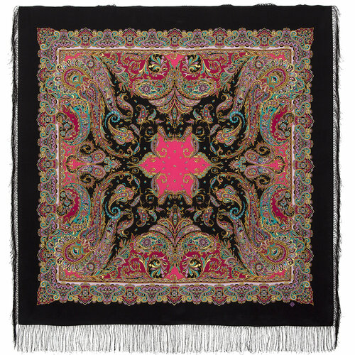 фото Платок павловопосадская платочная мануфактура,130х130 см, красный, розовый