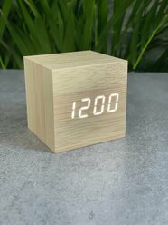 Настольные электронные деревянные часы, мини кубик