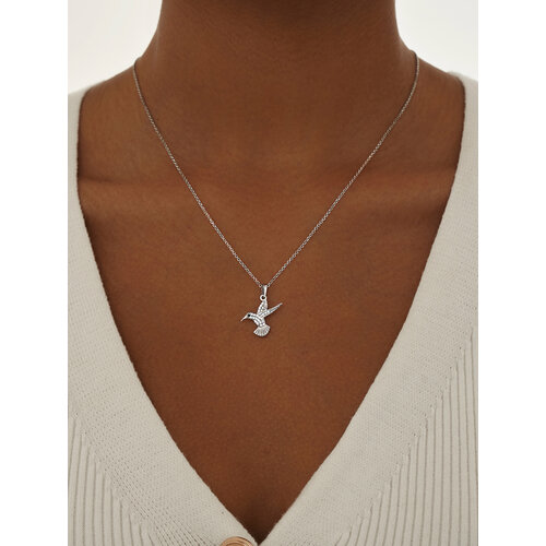 фото Колье miestilo подвеска серебро 925 на шею женская птица колье птичка, серебро, 925 проба, фианит, длина 45 см.