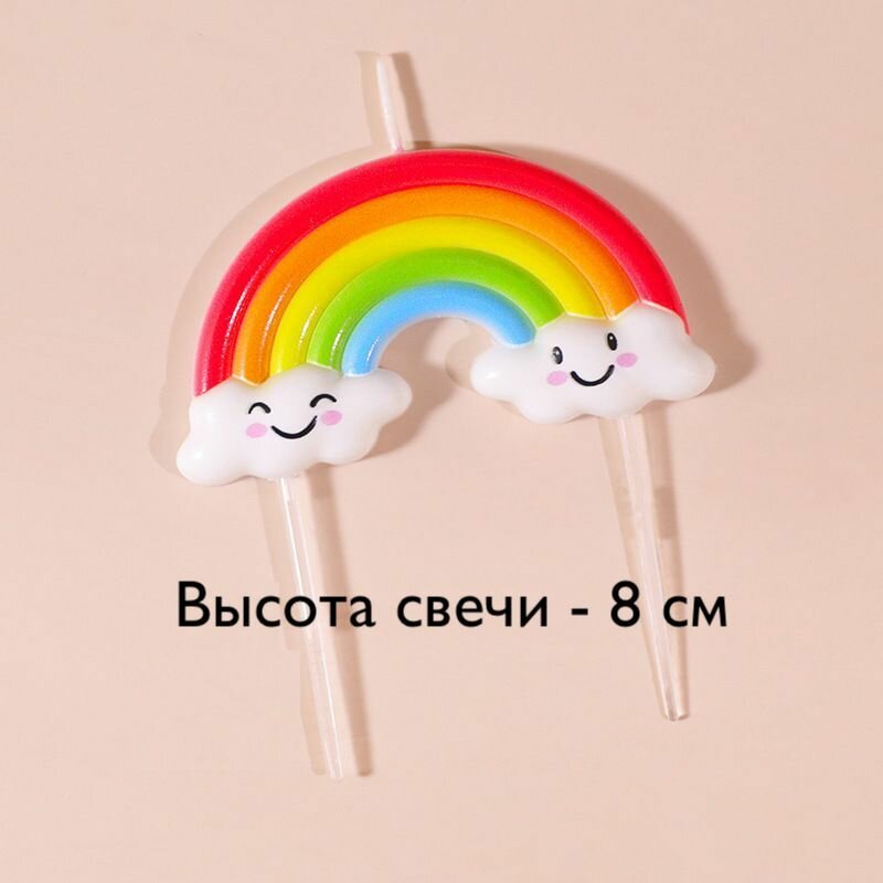 Свеча топер радуга для торта EEbaby разноцветная свечка для детского праздника на день рождения EEkid