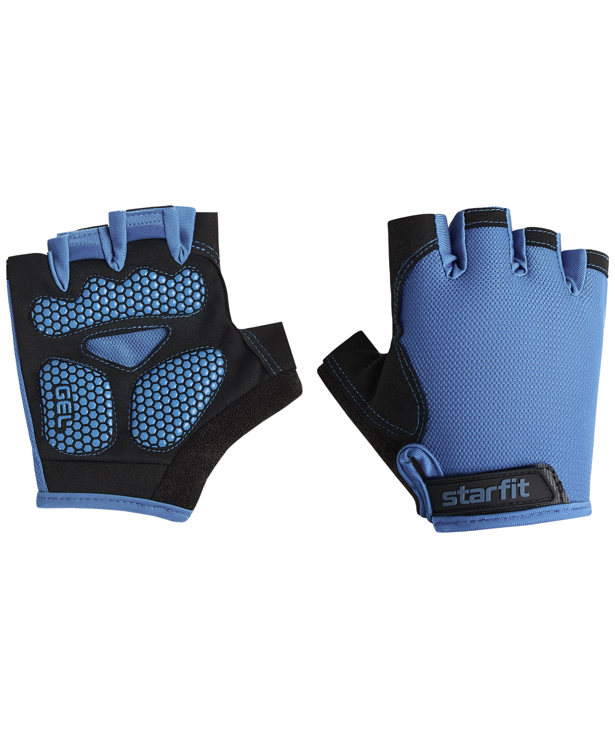 Перчатки для фитнеса Starfit Wg-105, с гелевыми вставками, черный/синий размер S