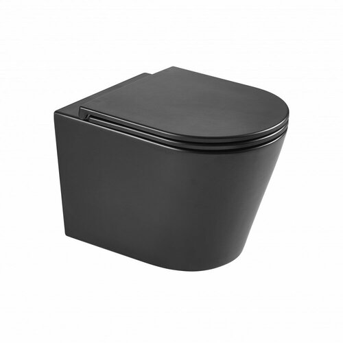 Унитаз подвесной Glossy Fart Tornado 515x355x365mm, чёрный мат. сиденье дюропл-микрол, GL-053E-UQ-MB