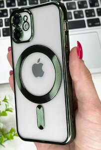 Чехол на iPhone 12 mini Magsafe с защитой камеры зеленый