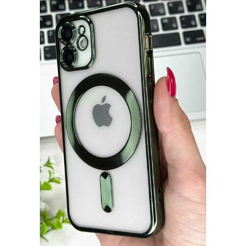 Чехол на iPhone 12 mini Magsafe с защитой камеры зеленый shield противоударный чехол для iphone 12 mini с подставкой