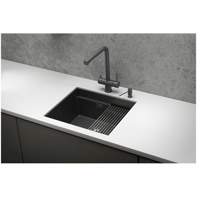 Мойка кухонная Granula Kitchen Space 5045U графит матовый - фото №7