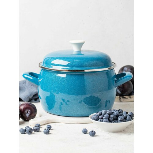 Кастрюля эмалированная Metrot Лазурь, с крышкой, 2,4 л