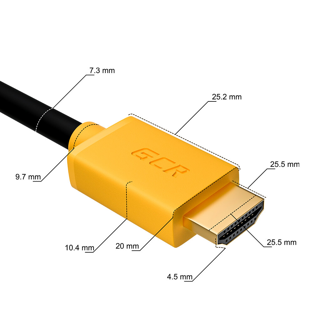 GCR Кабель 3.0m HDMI версия 2.0, HDR 4:2:2, Ultra HD, 4K 60 fps 60Hz/5K*30Hz, 3D, AUDIO, 18.0 Гбит/с, 28/28 AWG, OD7.3mm, тройной экран, черный, желтые коннекторы, GCR-HM441-3.0m Greenconnect HDMI (m) - фото №10