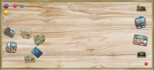 Изображение товара Магнитная настенная доска АртБорд "Светлое дерево", 75х34, полимерная для хранения магнитов, с горизонтальным и вертикальным креплением, для дома и офиса, в тонком алюминиевом багете