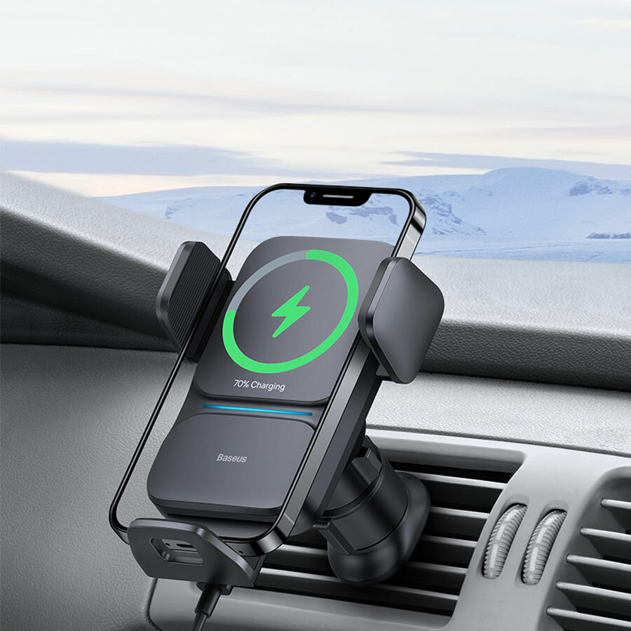 Беспроводная зарядка-автодержатель Metal Wireless Charger Baseus - фото №14