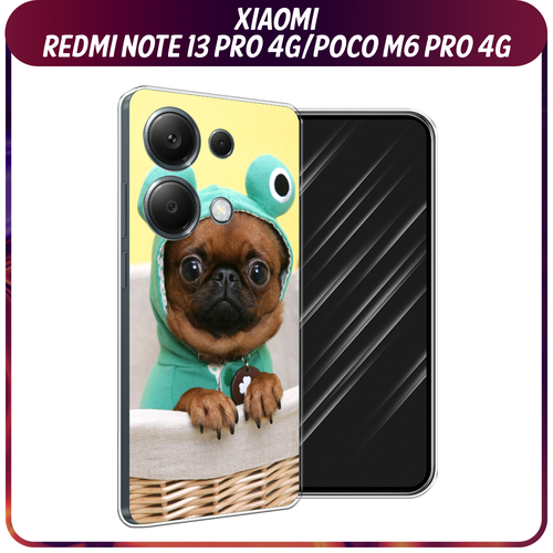 Силиконовый чехол на Xiaomi Redmi Note 13 Pro 4G/Poco M6 Pro 4G / Сяоми Редми Нот 13 Про 4G/Поко М6 Про 4G Собачка в шапке лягушки силиконовый чехол на xiaomi redmi note 13 pro 4g poco m6 pro 4g сяоми редми нот 13 про 4g поко м6 про 4g радужный кружевной узор прозрачный