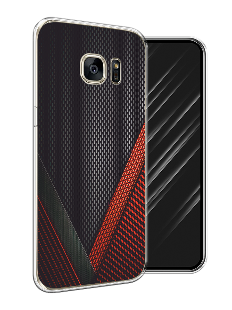 Силиконовый чехол на Samsung Galaxy S7 / Самсунг Галакси S7 "Красный карбон"