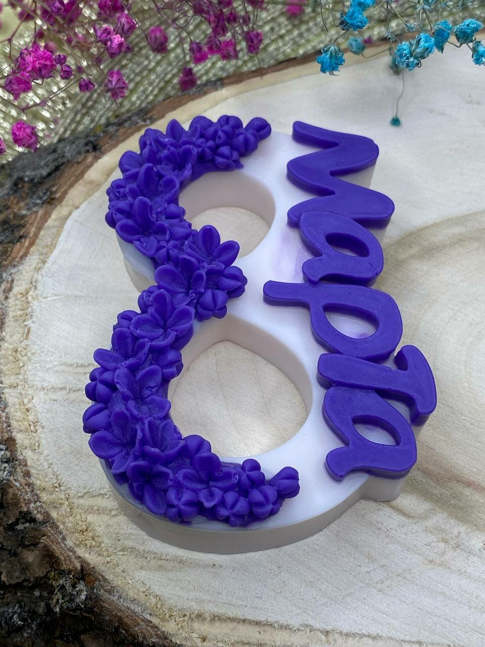 фото Мыло ручной работы 8 марта подарок пион и восьмерка красная