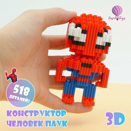 фото Конструктор 3d из миниблоков человек паук игрушка vasilektoys