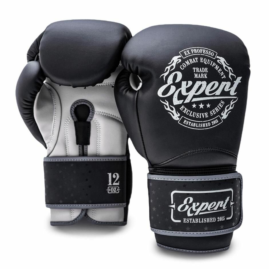 Боксерские перчатки тренировочные Fight Expert Vintage Fusion - Black/Grey (14 oz)