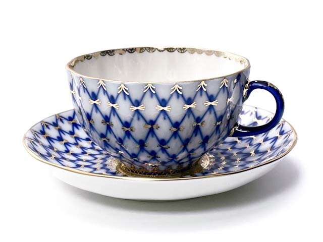 Чашка с блюдцем чайная Кобальтовая сетка Тюльпан