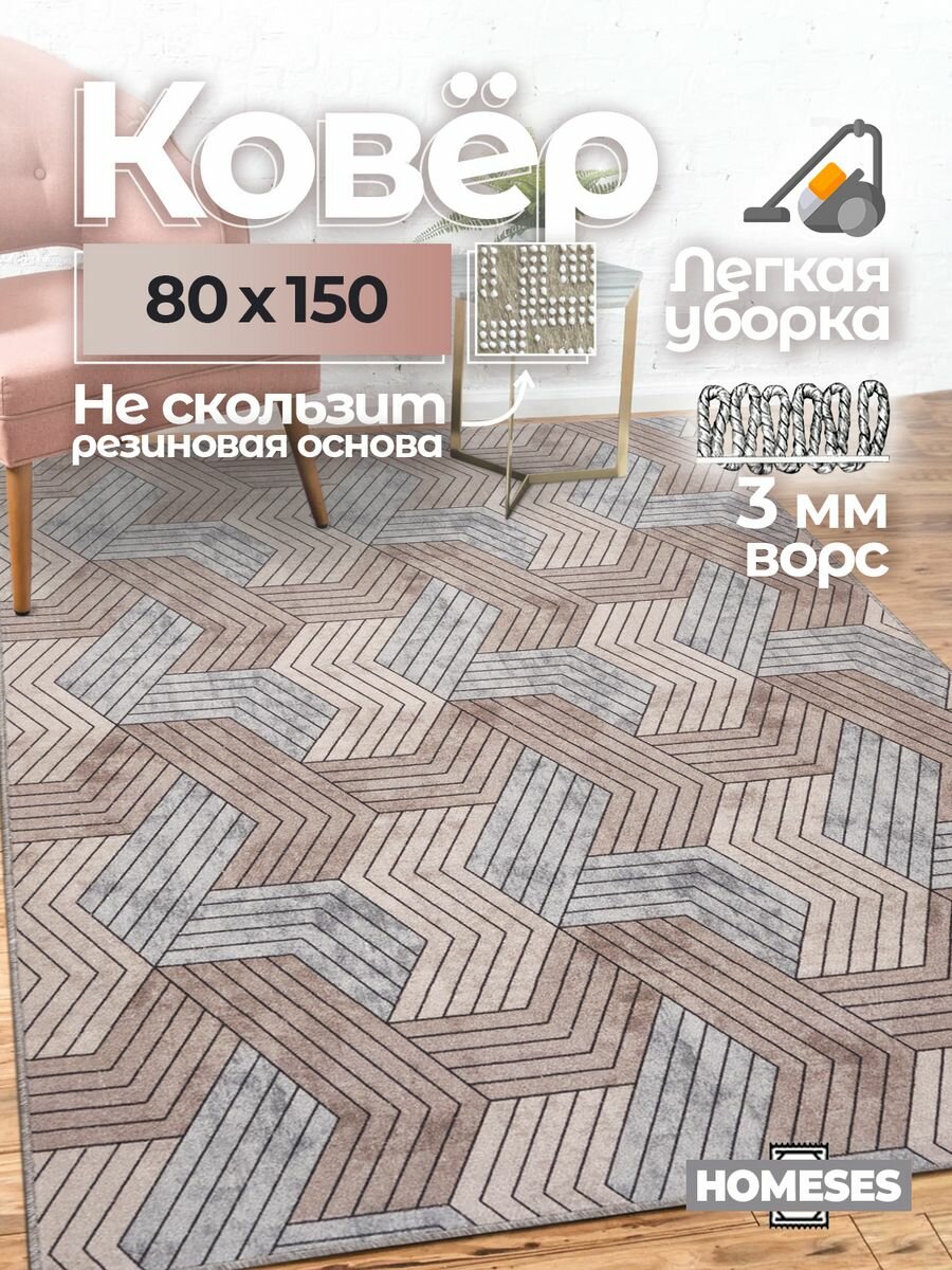 Ковер на пол резиновая основа в гостиную 80х150