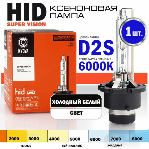 Лампа ксенона для автомобиля HID D2S 6000K Super Vision штатный ксенон, питание 12V, мощность 35W, 1 штука