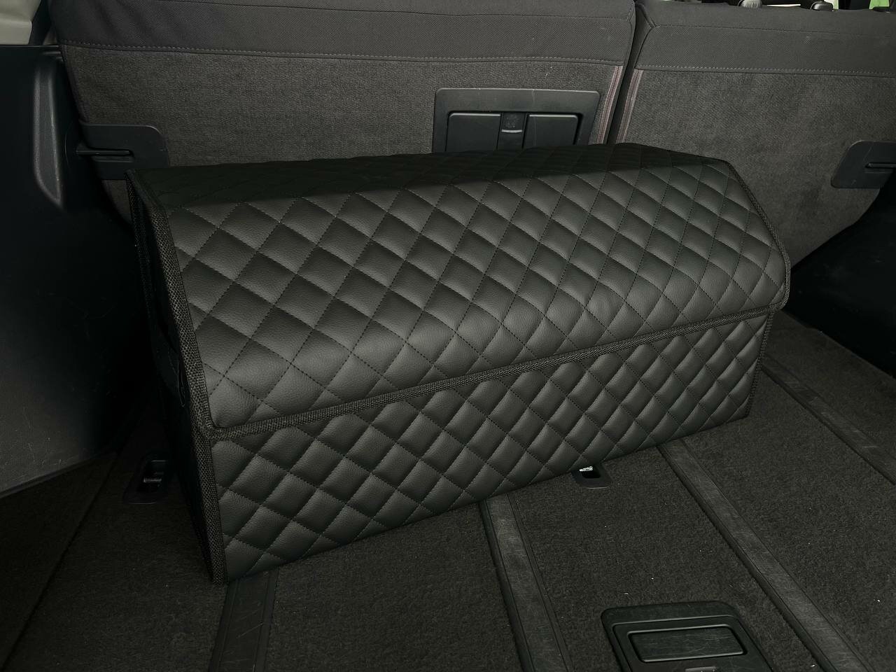 Органайзер в багажник / Кофр 70х30х30, сумка, саквояж, ящик, черный с черной отстрочкой