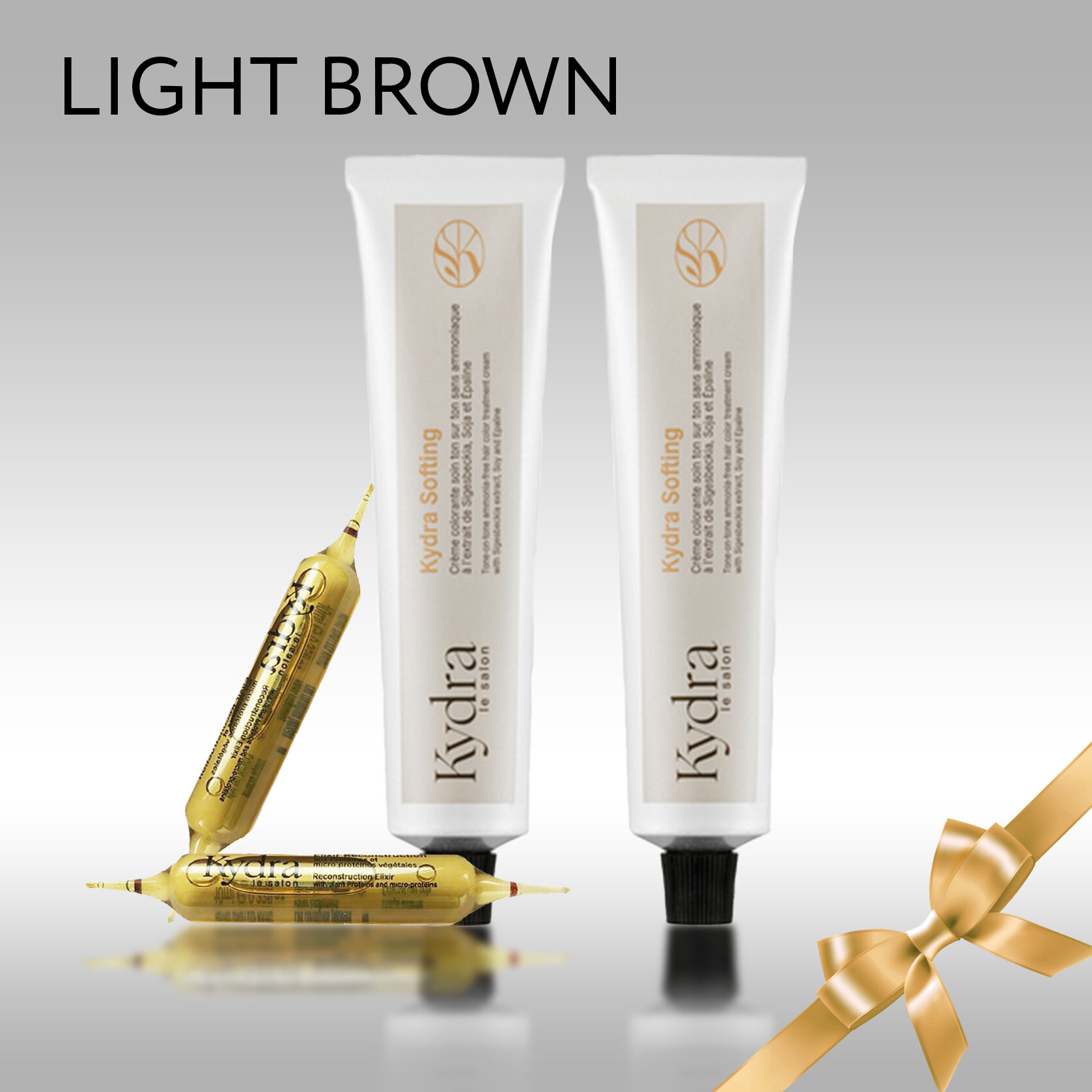 Набор KYDRASOFTING: Light Brown 2шт по 60мл, Эликсир-уход с растительными белками 2 ампулы по 10мл, Подарок