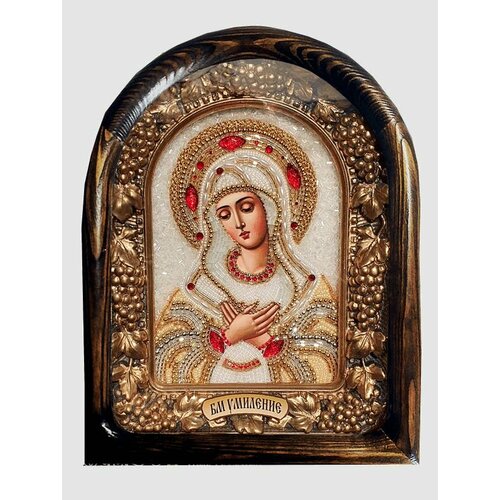 Икона Пресвятой Богородицы Умиление, из бисера, ручная работа, 11х14 см