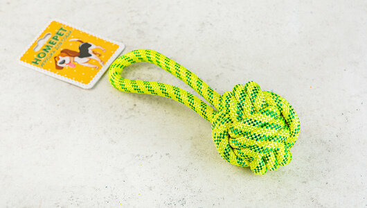 HOMEPET seaside игрушка для собак узел из каната с петлей (21 см., Желтая) - фото №5
