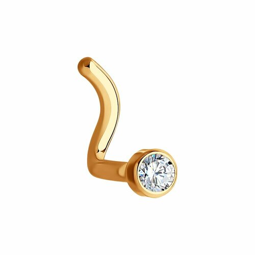 Пирсинг в нос Diamant, красное золото, 585 проба, фианит, средний вес 0.19 гр.