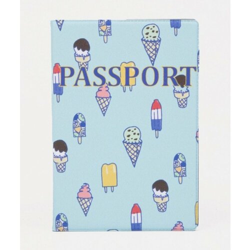 белая полоса обложка для паспорта чёрная классика искусственная кожа Обложка для паспорта , голубой