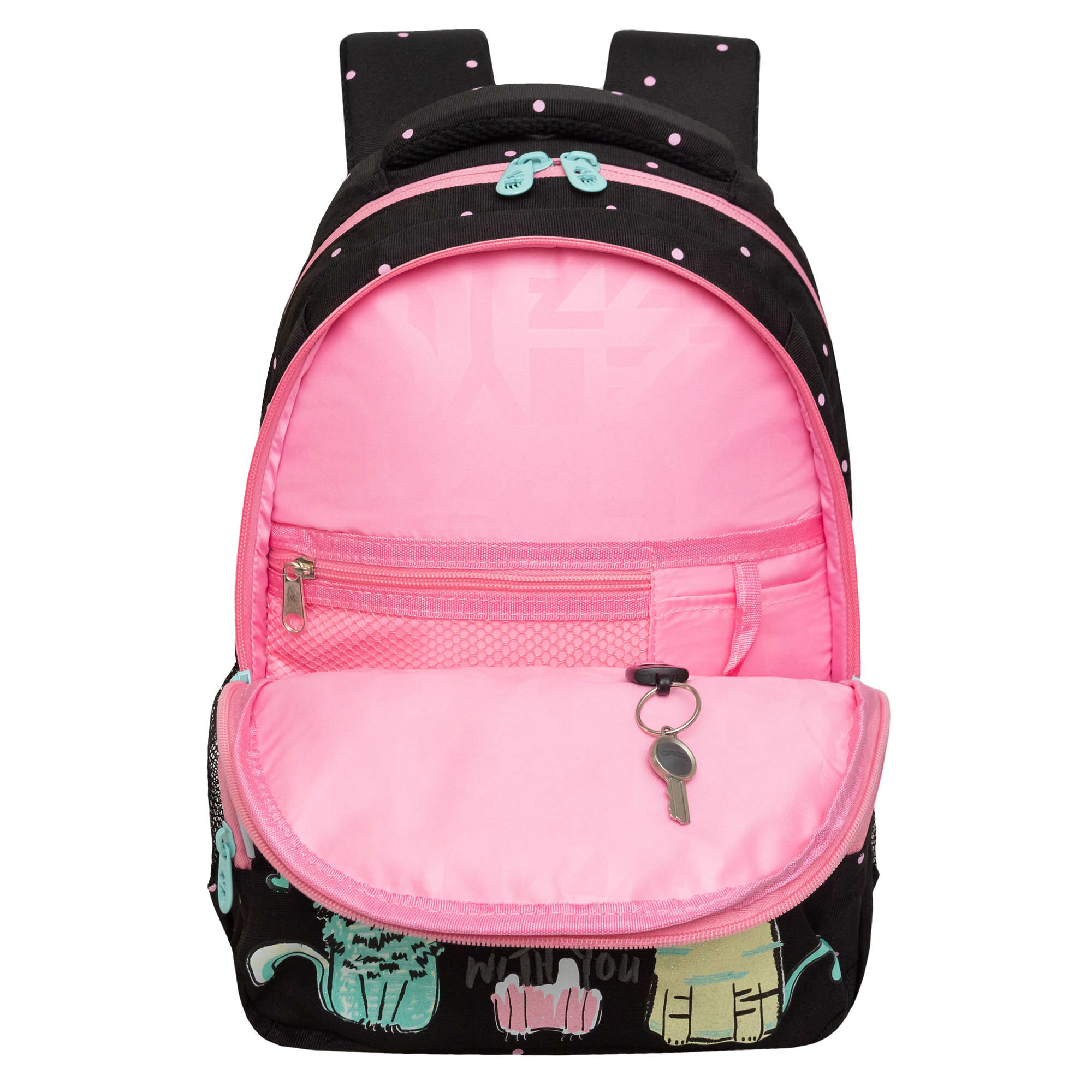 Рюкзак школьный GRIZZLY с карманом для ноутбука 13", анатомической спинкой, для девочки RG-460-1/2