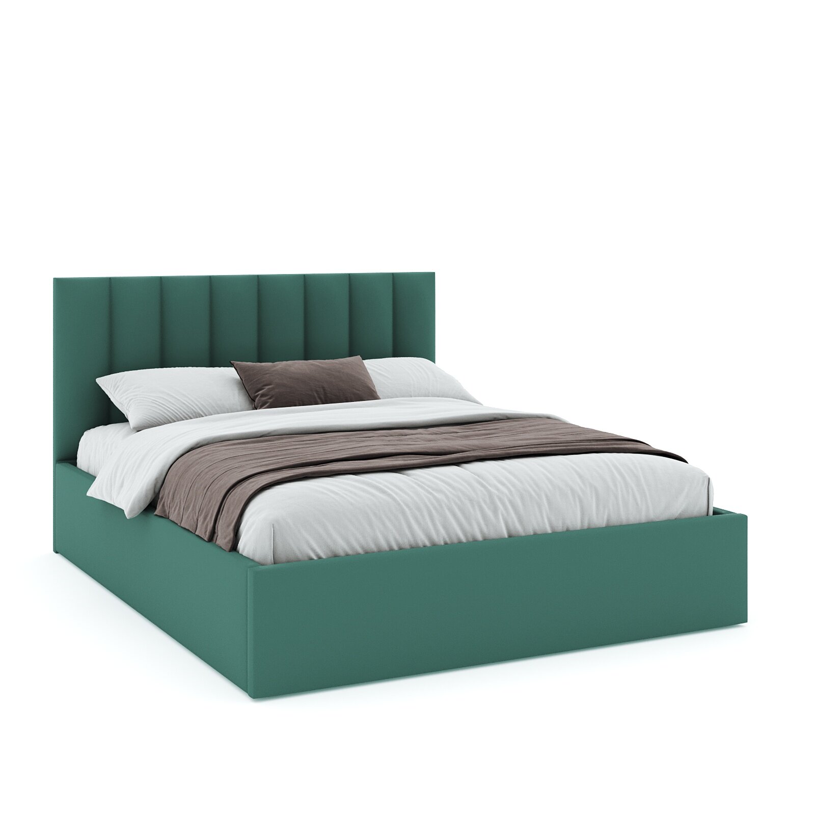 Кровать Лео Вертикаль 160 в зеленом велюре М13