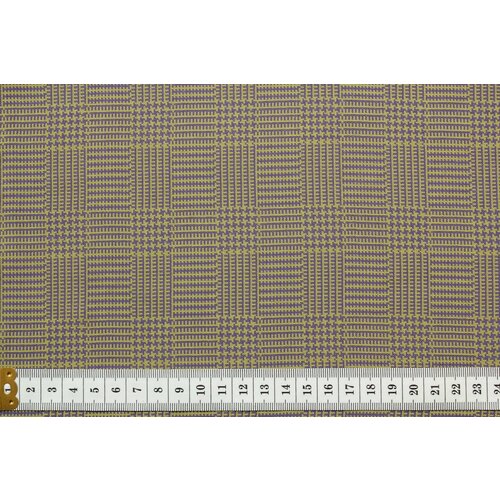 Ткань Вискоза блузочно-плательная зелёно-жёлтая с фиолетовым клетка , 220 г/пм, ш136см, 0,5 м